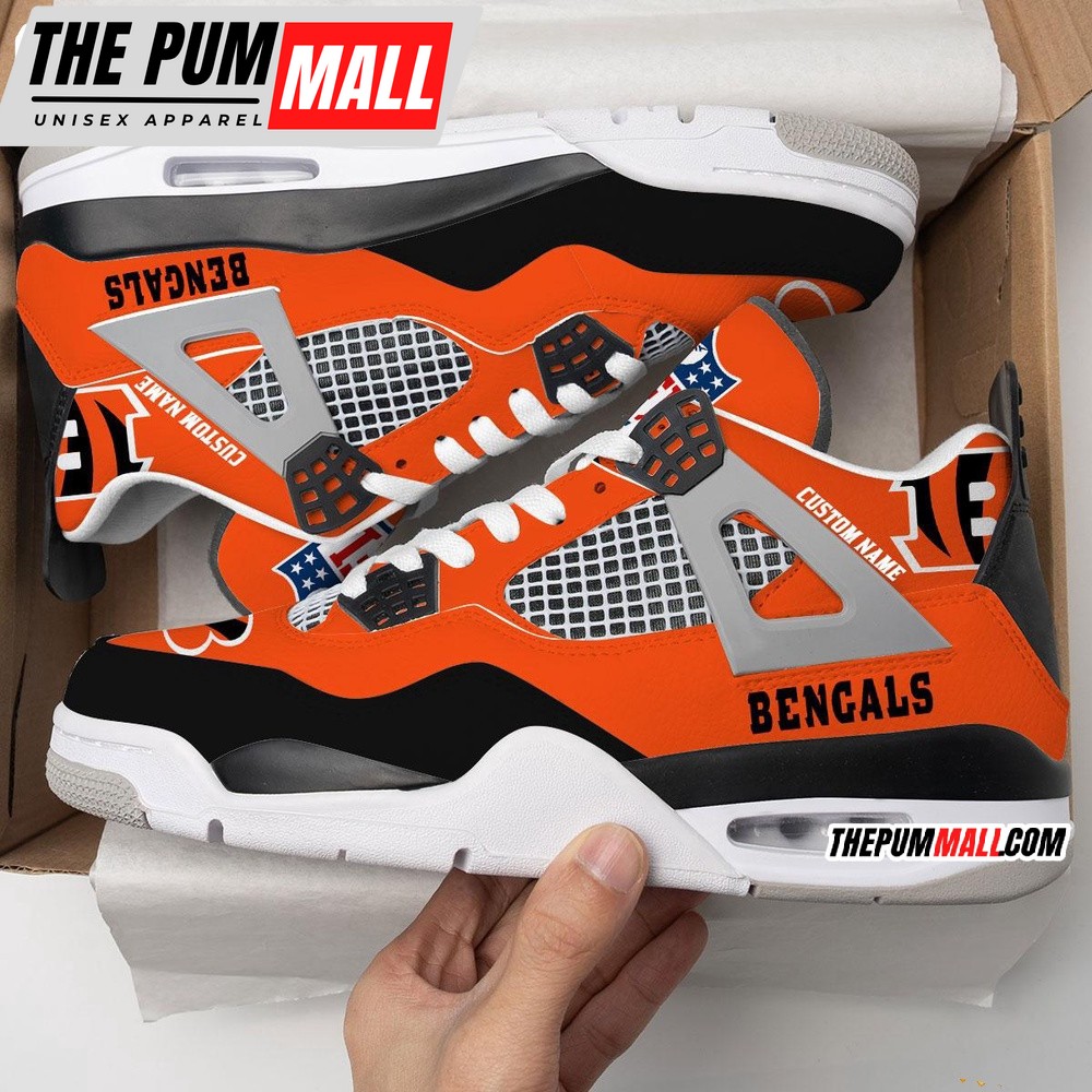 NFL Cincinnati Bengals Football Team Air Jd 4 Shoes, Personalized AJ4 Sneaker