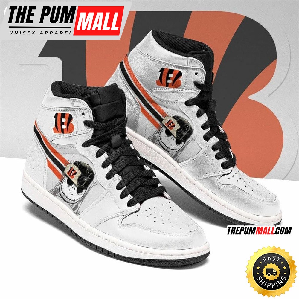 NFL Cincinnati Bengals Jack Skellington Air Jd 1 High Sneakers