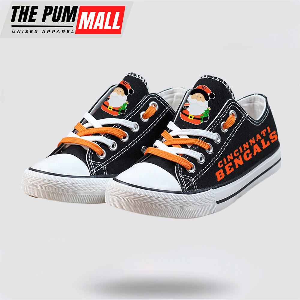 NFL Cincinnati Bengals Low Top Canvas Print Chrismas Design Shoes Sport Sneakers