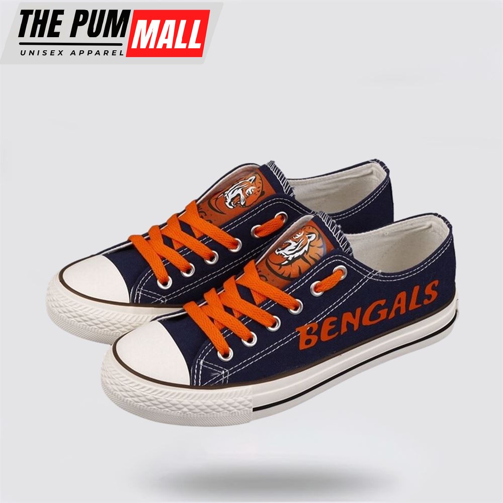 NFL Cincinnati Bengals Low Top Canvas Shoes Sport Sneakers Dominate The Streets With Authentic Nfl Style