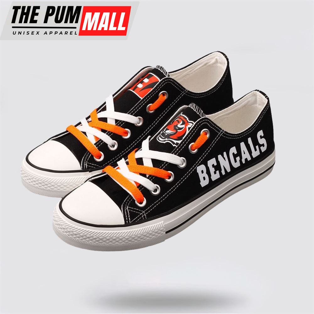 NFL Cincinnati Bengals Low Top Canvas Shoes Sport Sneakers Fuel Your Passion For The Game With Every Stride