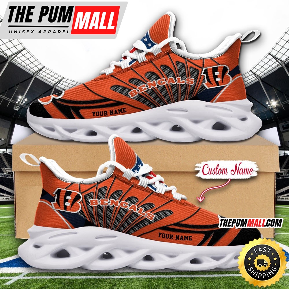 NFL Cincinnati Bengals Max Soul Shoes Custom Name Football Shoes Sports