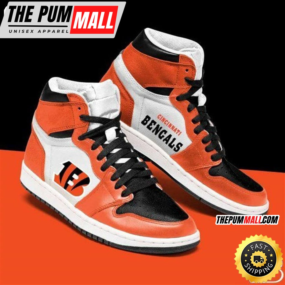 NFL Cincinnati Bengals Orange White Air Jd 1 High Sneakers For Fans
