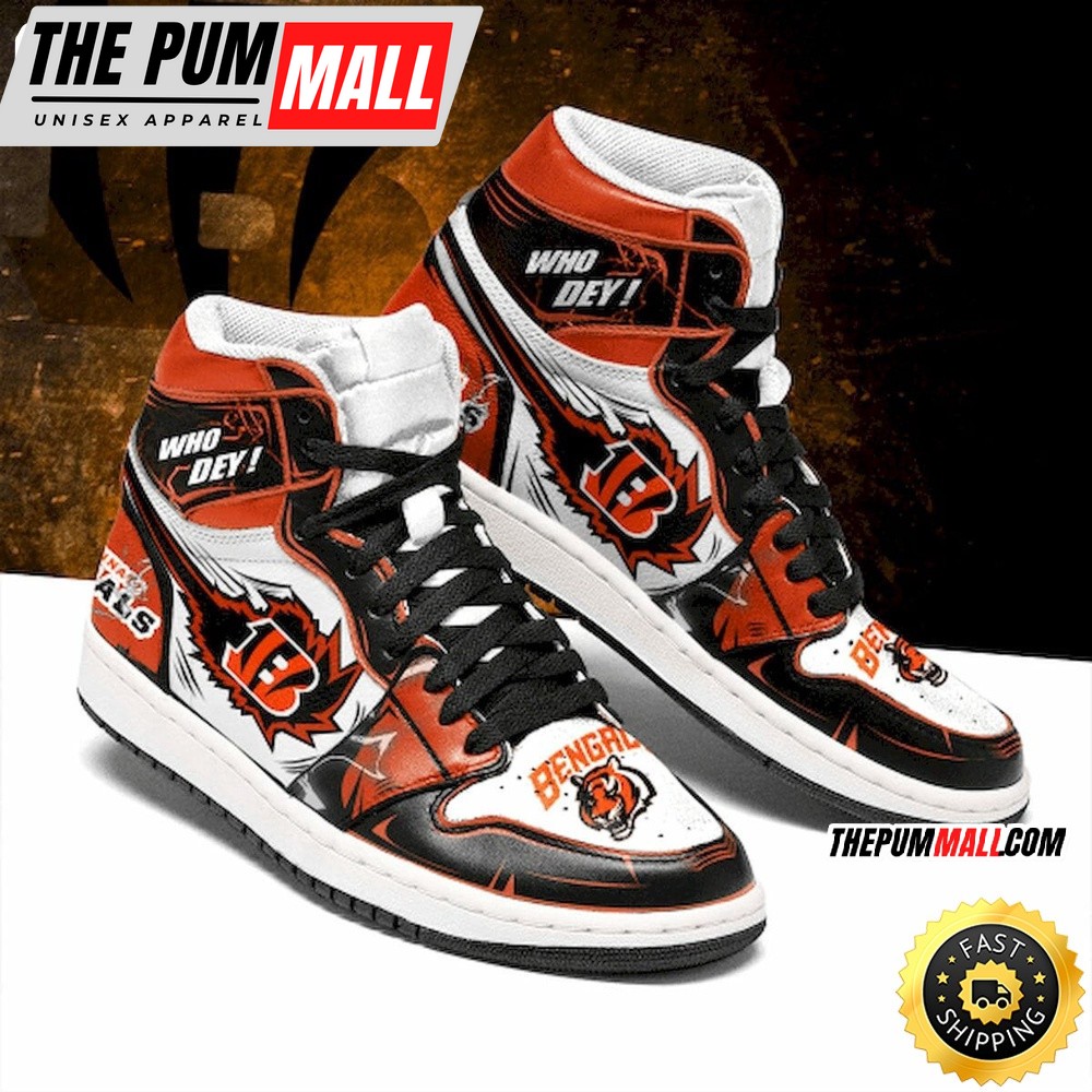 NFL Cincinnati Bengals Orange White Air Jd 1 High Sneakers