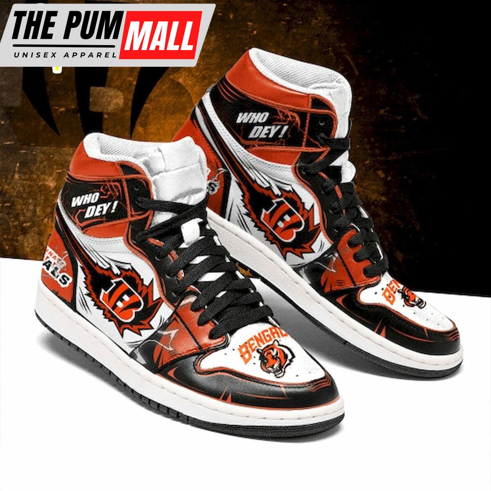 NFL Cincinnati Bengals Orange White Air Jd 1 High Sneakers