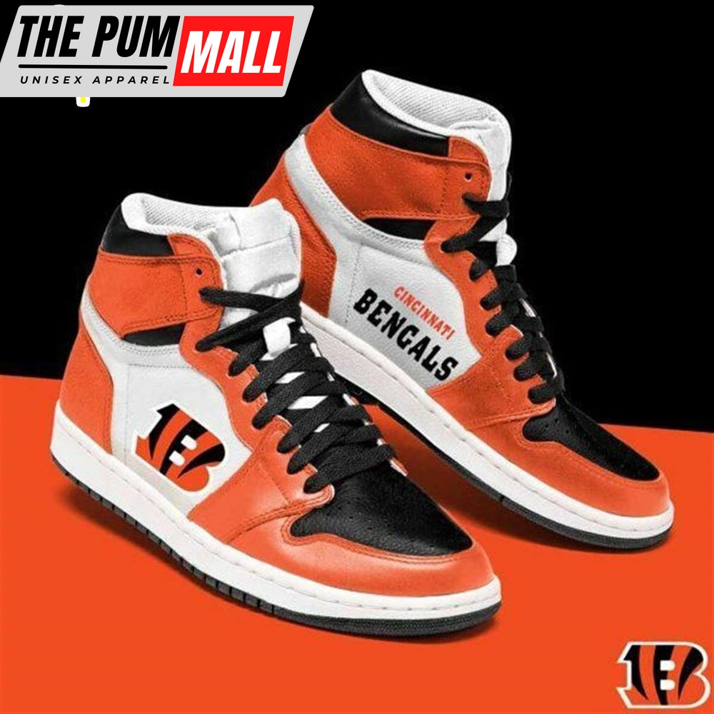 NFL Cincinnati Bengals Orange White Air Jd 1 High Sneakers V2