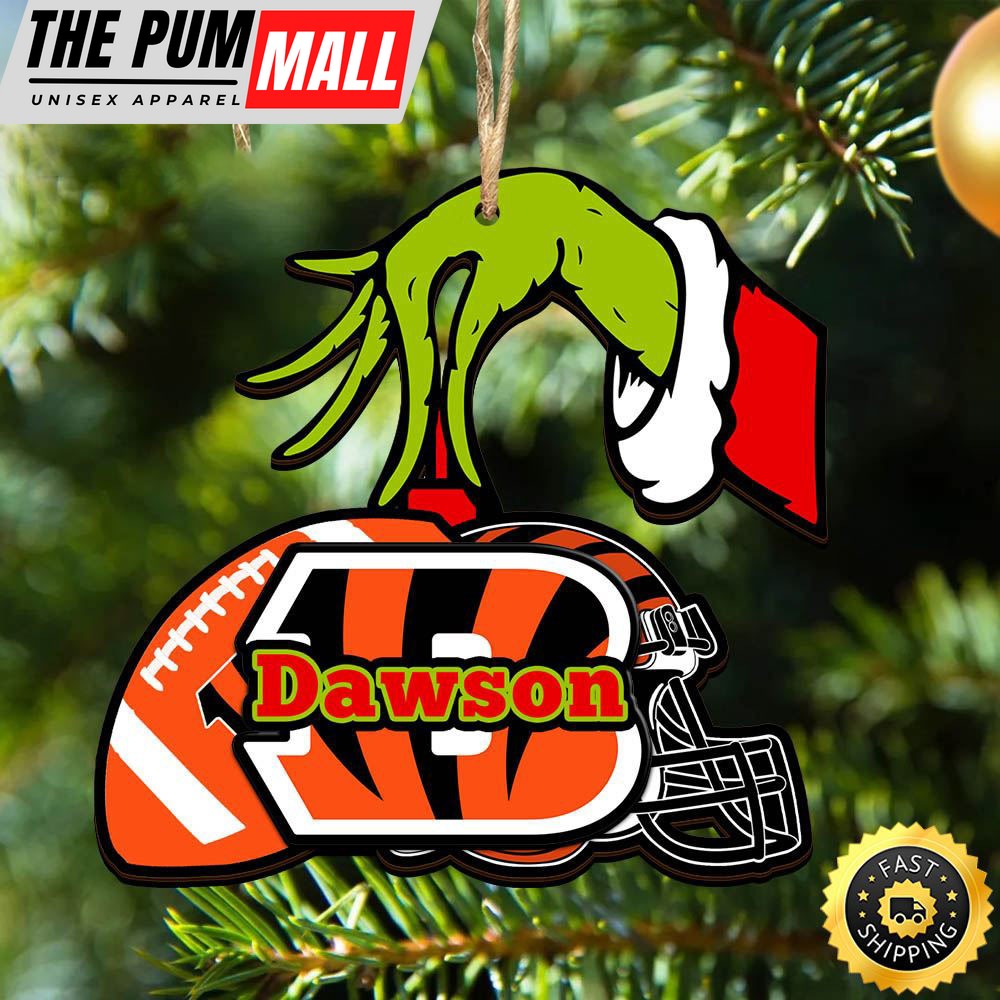 NFL Cincinnati Bengals Personalized Your Name Grinch And Football Ornament Limited Edition