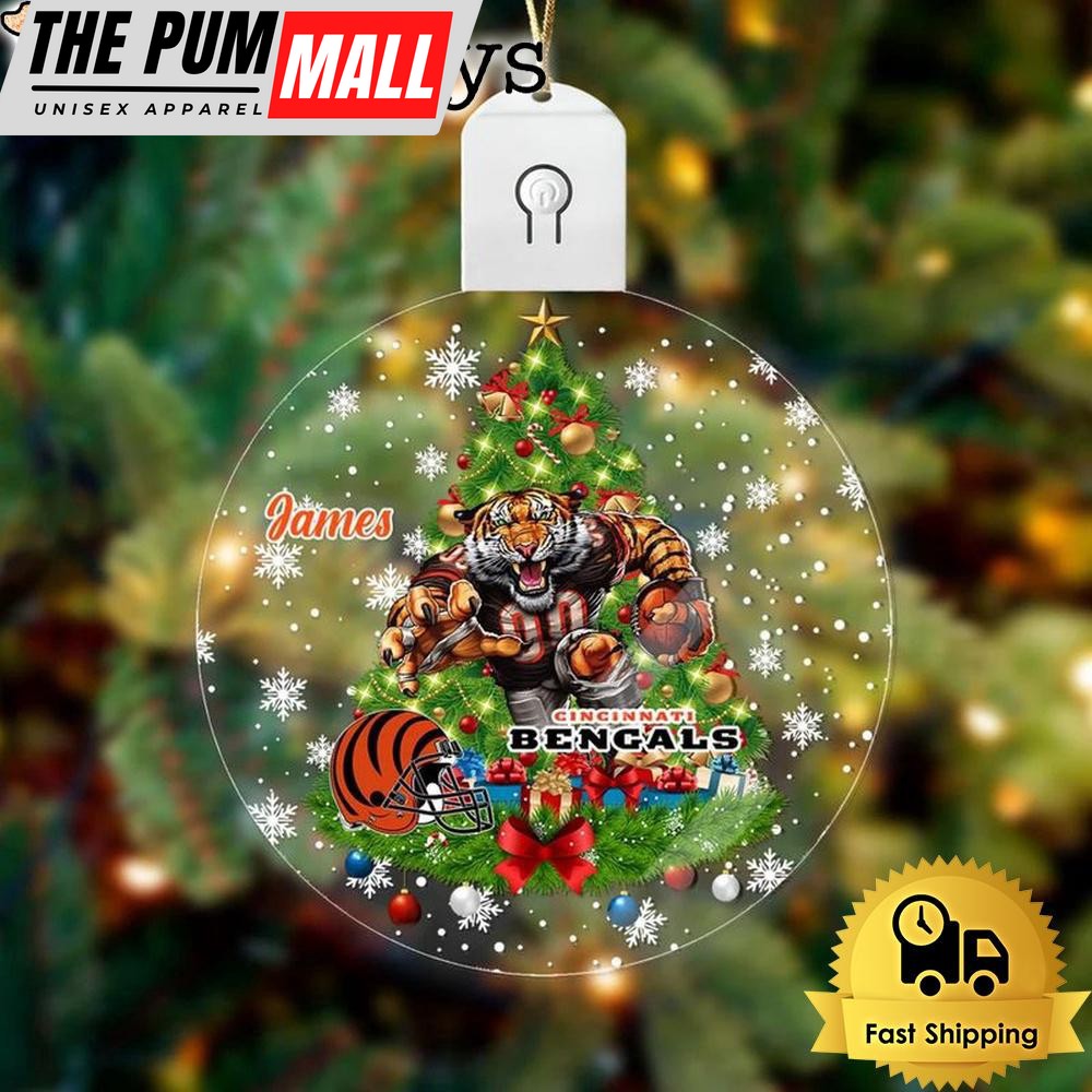 NFL Cincinnati Bengals Raging Warrior Custom Circle Led Acrylic Ornament Limited Edition