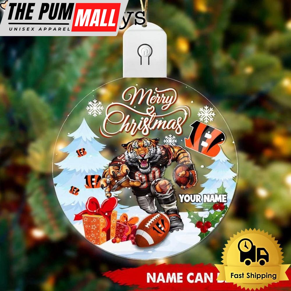 NFL Cincinnati Bengals Rushing Tiger Custom Circle Led Acrylic Ornament Limited Edition