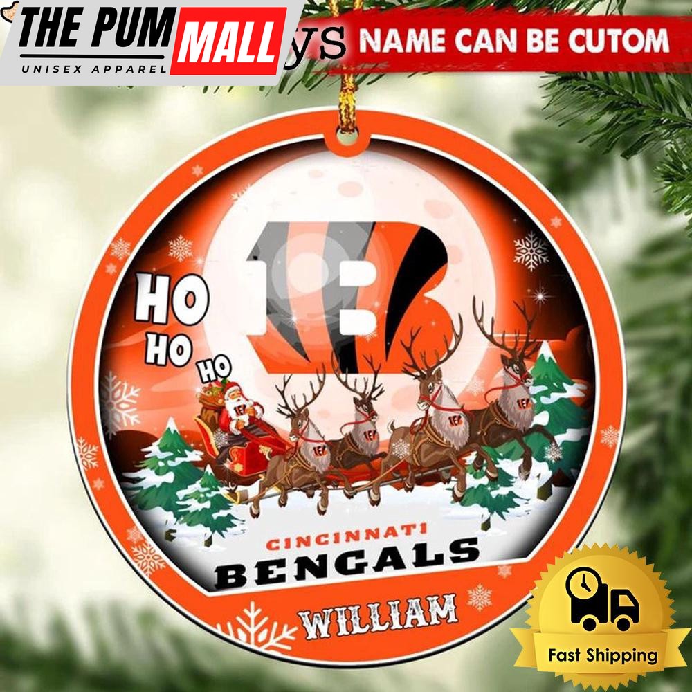 NFL Cincinnati Bengals Santa And Reindeers Logo Team Custom Christmas Ornament Limited Edition