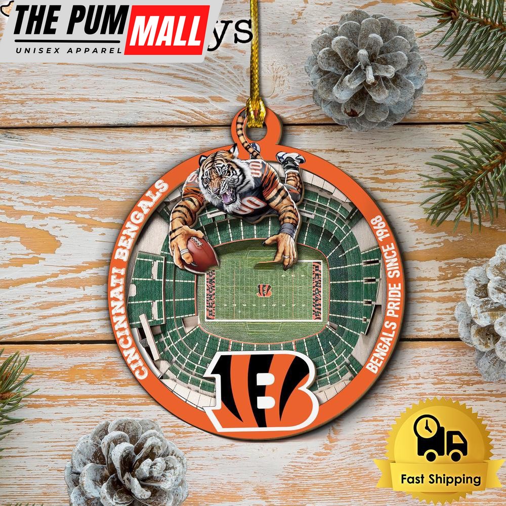 NFL Cincinnati Bengals StadiumView Layered Wood Christmas Ornament Limited Edition