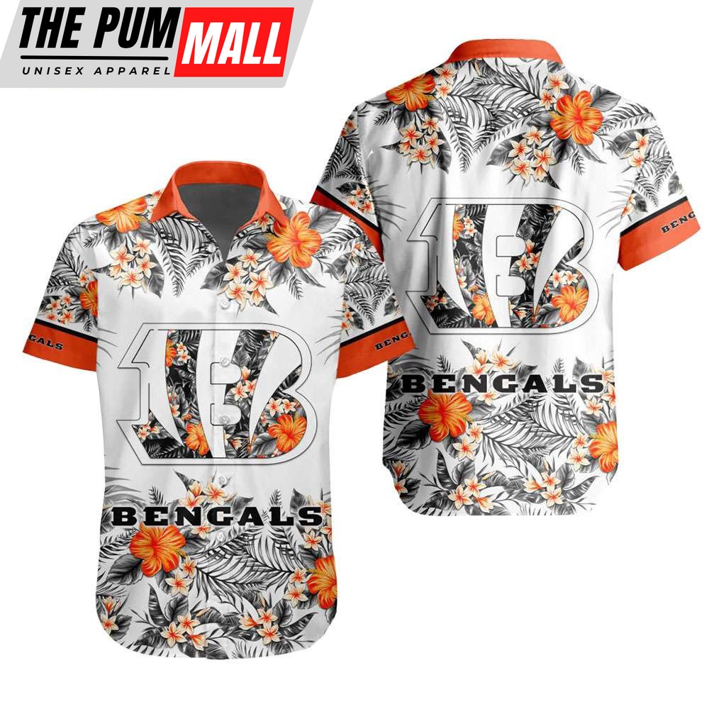 NFL Cincinnati Bengals Tropical Floral Hibiscus Hawaiian Shirt