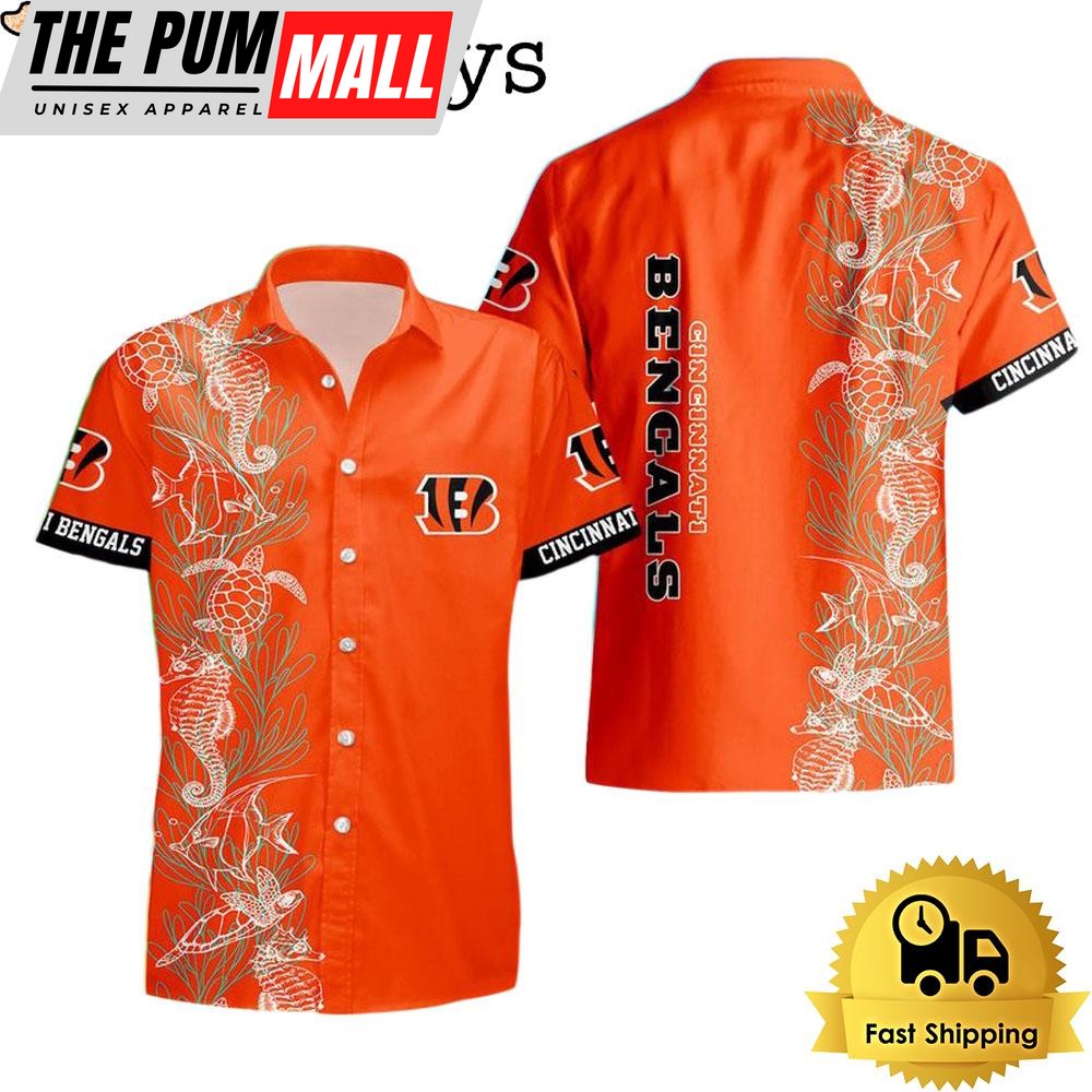 NFL Cincinnati Bengals Turtle Seaweed Pattern Hawaiian Shirt