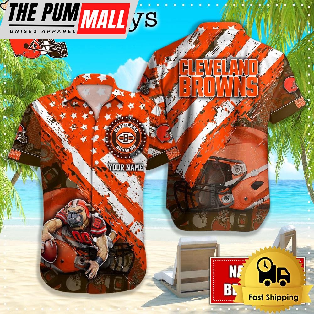 NFL Cleveland Browns American Flag Custom Hawaiian Shirts