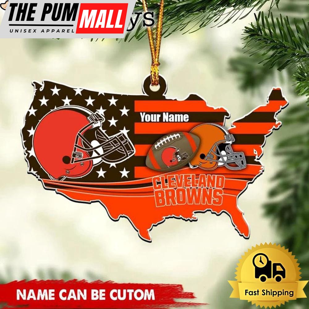 NFL Cleveland Browns American Flag Logo Team Custom Christmas Ornament Limited Edition