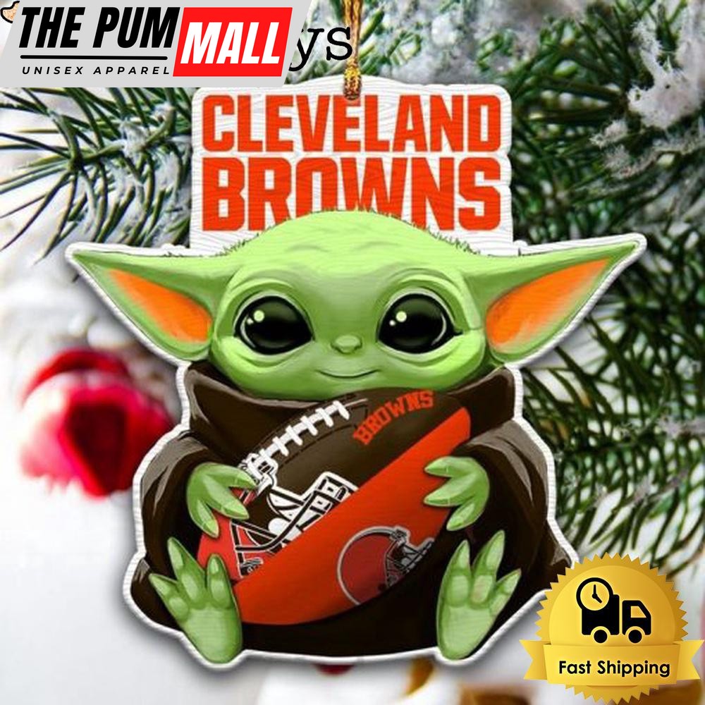NFL Cleveland Browns Baby Yoda Christmas Tree Ornament Limited Edition