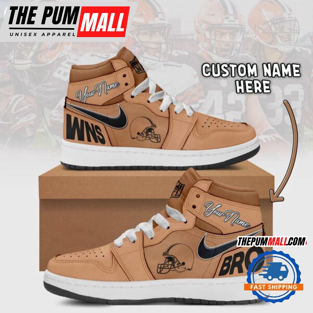 NFL Cleveland Browns Brown Air Jd 1 Hightop Shoes