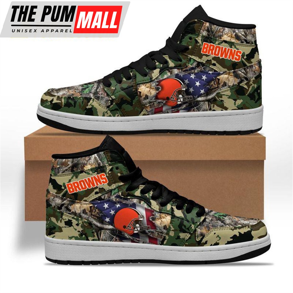 NFL Cleveland Browns Camo Realtree Hunting Air Jd 1 Shoes Sneaker