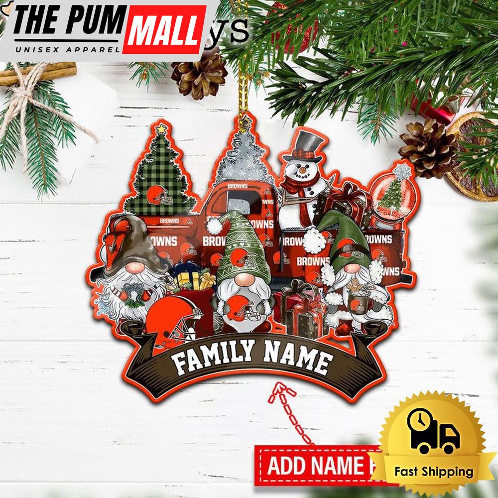 NFL Cleveland Browns Cowboys Personalized Name Gnome Christmas Ornament Limited Edition