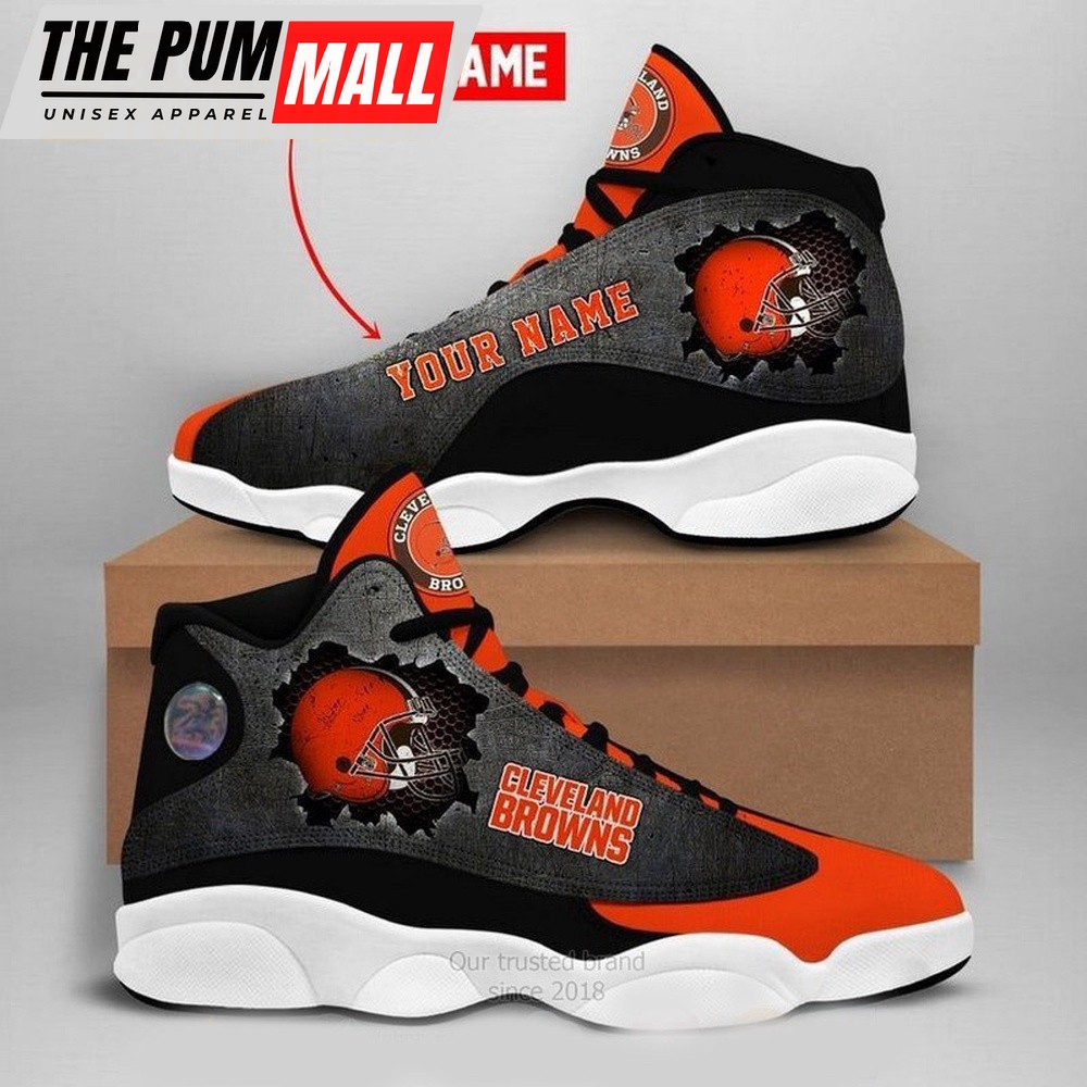 NFL Cleveland Browns Custom Name Air Jd 13 Shoes Sneaker