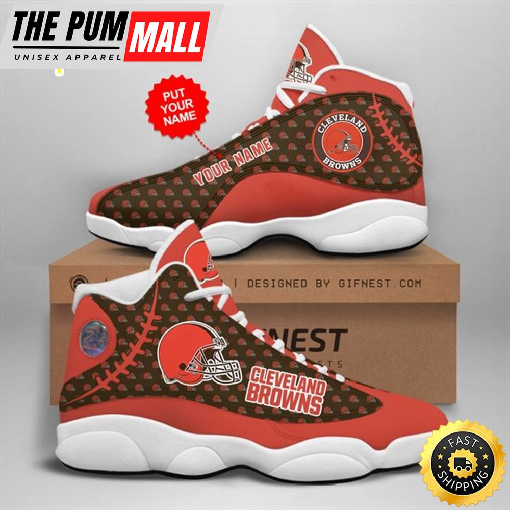 NFL Cleveland Browns Custom Name Air Jd 13 Shoes V3