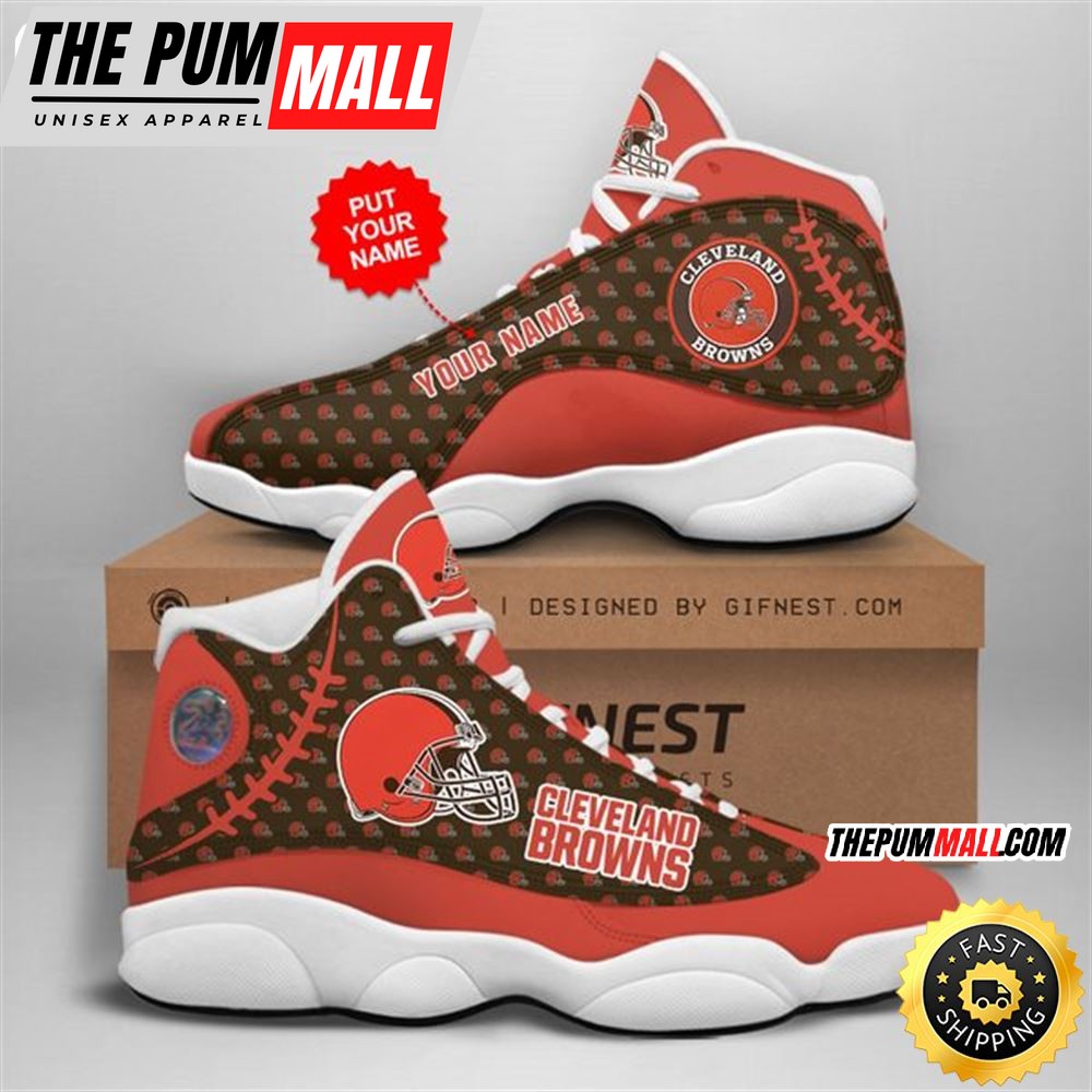 NFL Cleveland Browns Custom Name Air Jd 13 Shoes V3
