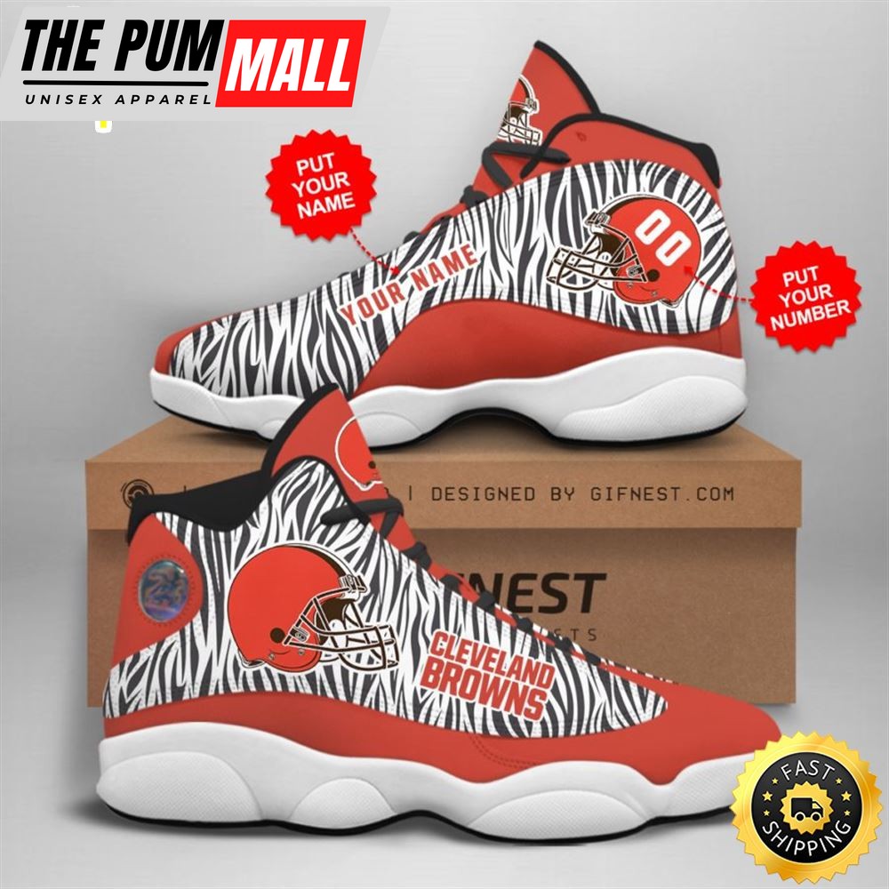 NFL Cleveland Browns Custom Name Number Air Jd 13 Shoes V2