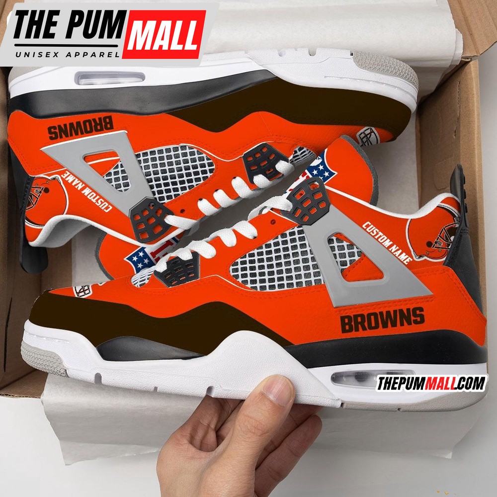 NFL Cleveland Browns Football Team Air Jd 4 Shoes, Personalized AJ4 Sneaker