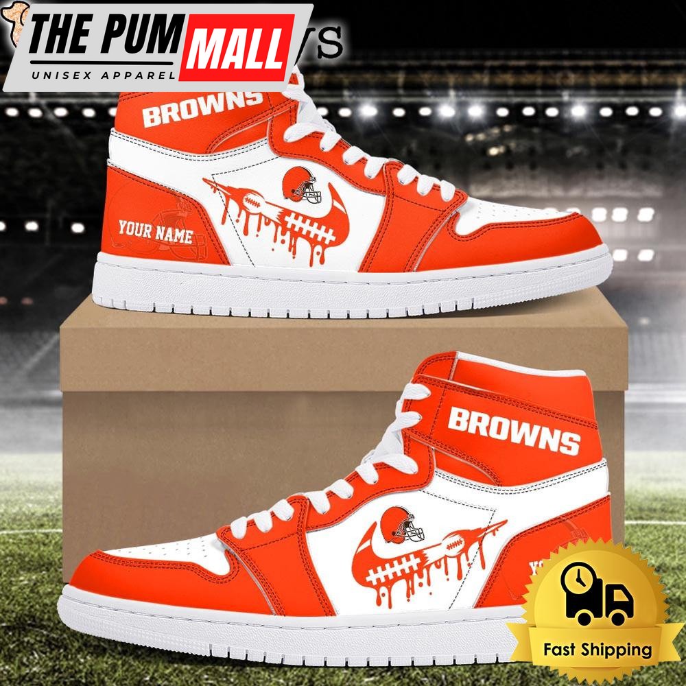 NFL Cleveland Browns Grunge Style Custom Air Jd 1 Shoes