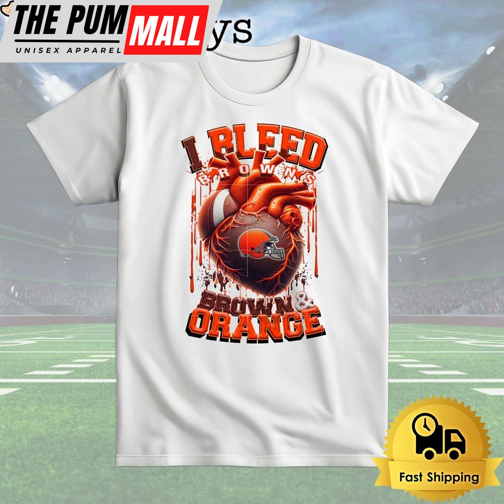 NFL Cleveland Browns I bleed Brown Orange T Shirt
