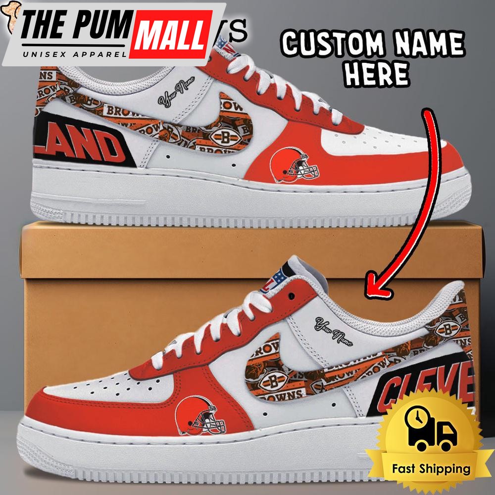 NFL Cleveland Browns Logo Team Design Custom Air Force 1 Shoes