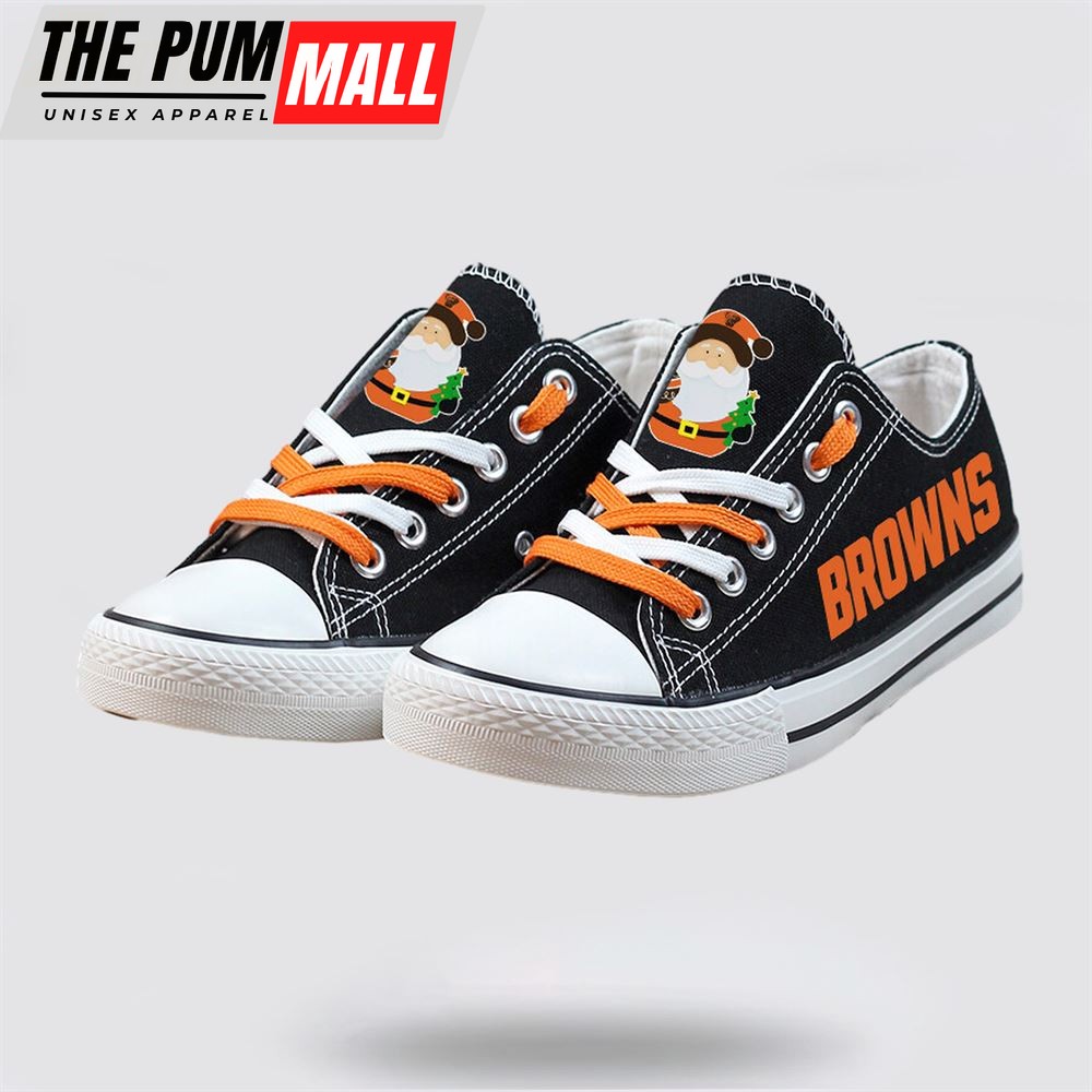 NFL Cleveland Browns Low Top Canvas Print Chrismas Design Shoes Sport Sneakers