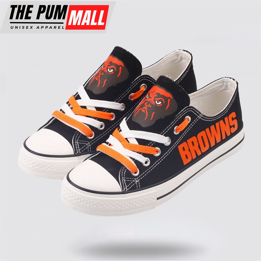 NFL Cleveland Browns Low Top Canvas Shoes Sport Sneakers Fuel Your Passion For The Game With Every Stride