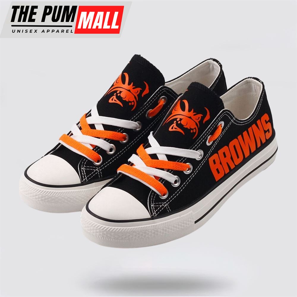 NFL Cleveland Browns Low Top Canvas Shoes Sport Sneakers Walk The Talk Of Team Pride With Every Step