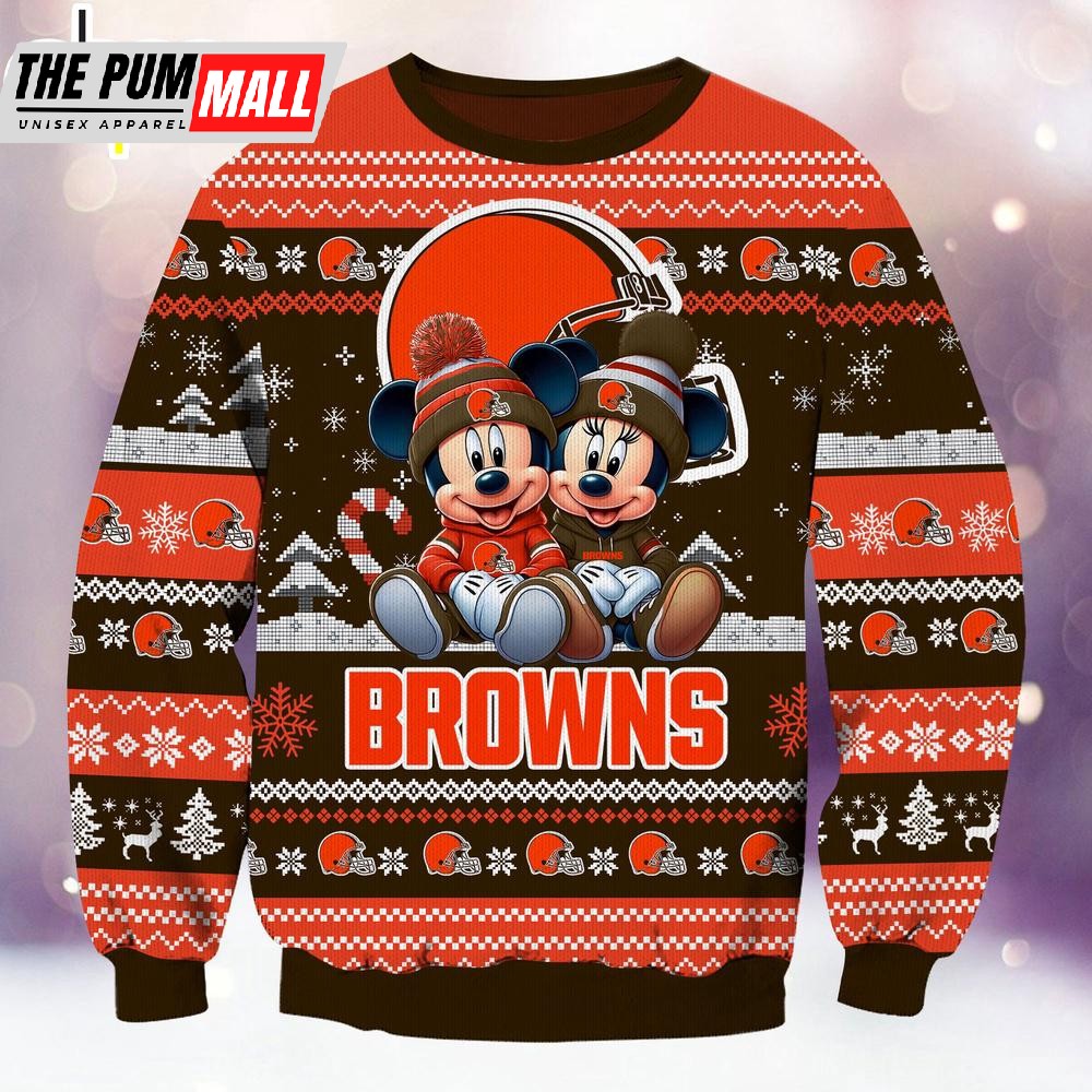 nfl-cleveland-browns-mickey-and-minnie-cute-christmas-ugly-sweater-4eacfrvs NFL Cleveland Browns Mickey And Minnie Cute Christmas Ugly Sweater
