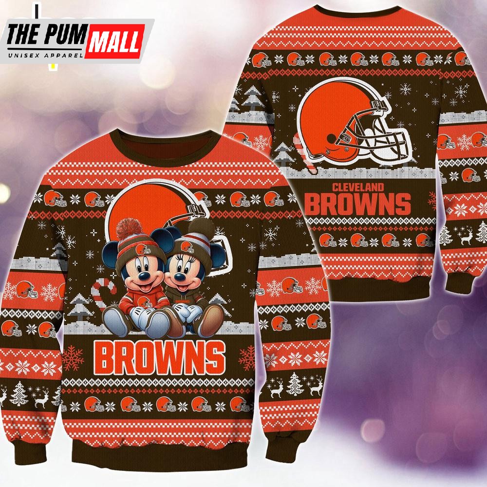 nfl-cleveland-browns-mickey-and-minnie-cute-christmas-ugly-sweater-4eacfrvs NFL Cleveland Browns Mickey And Minnie Cute Christmas Ugly Sweater