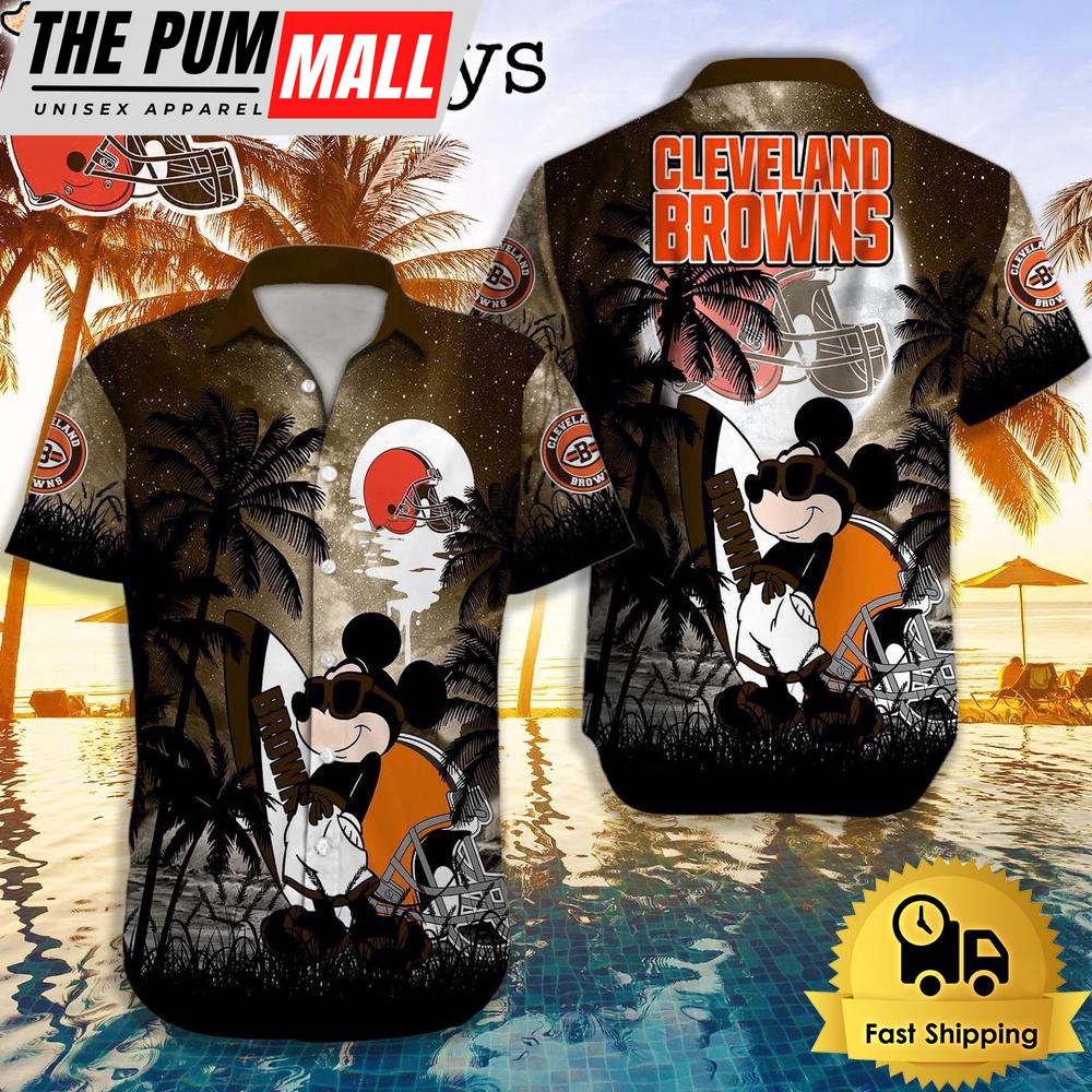 NFL Cleveland Browns Mickey Mouse Summer Hawaiian Shirt, Disney Hawaiian Shirt