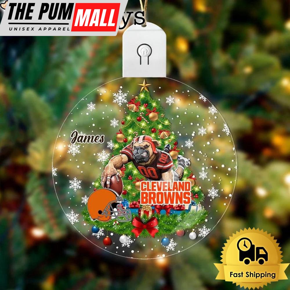 NFL Cleveland Browns Raging Warrior Custom Circle Led Acrylic Ornament Limited Edition