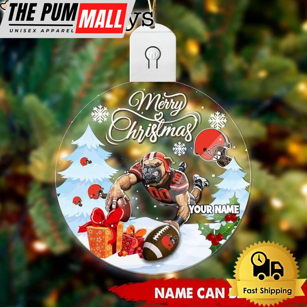 NFL Cleveland Browns Rushing Warrior Custom Circle Led Acrylic Ornament Limited Edition