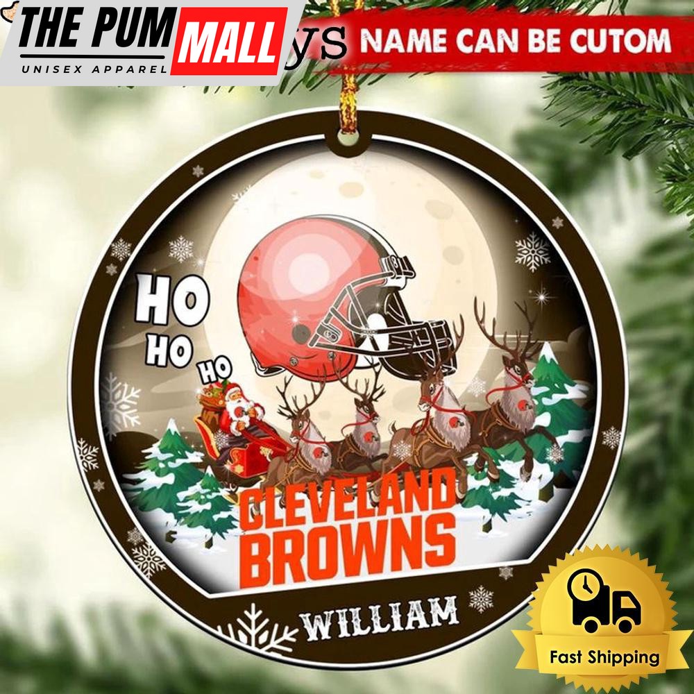 NFL Cleveland Browns Santa And Reindeers Logo Team Custom Christmas Ornament Limited Edition