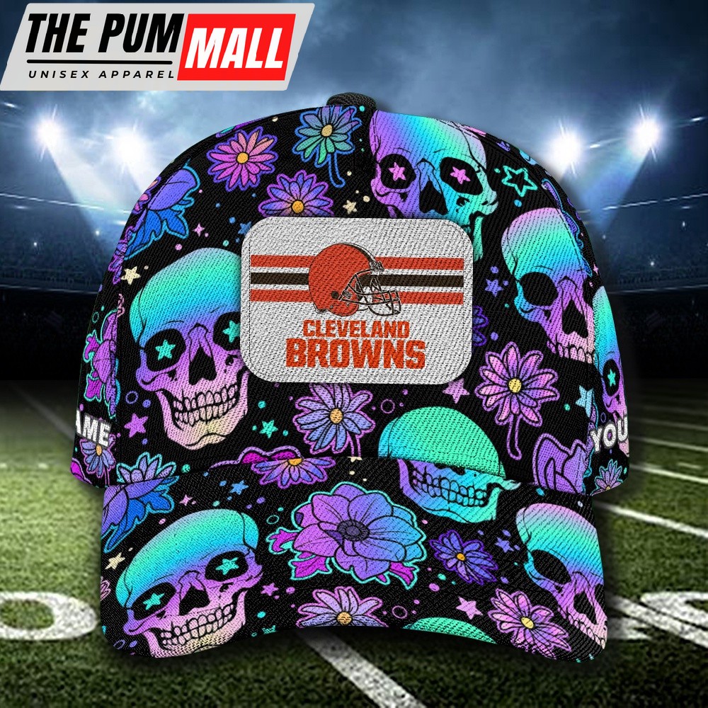 NFL Cleveland Browns Special Football Skull Halloween Custom Baseball Cap