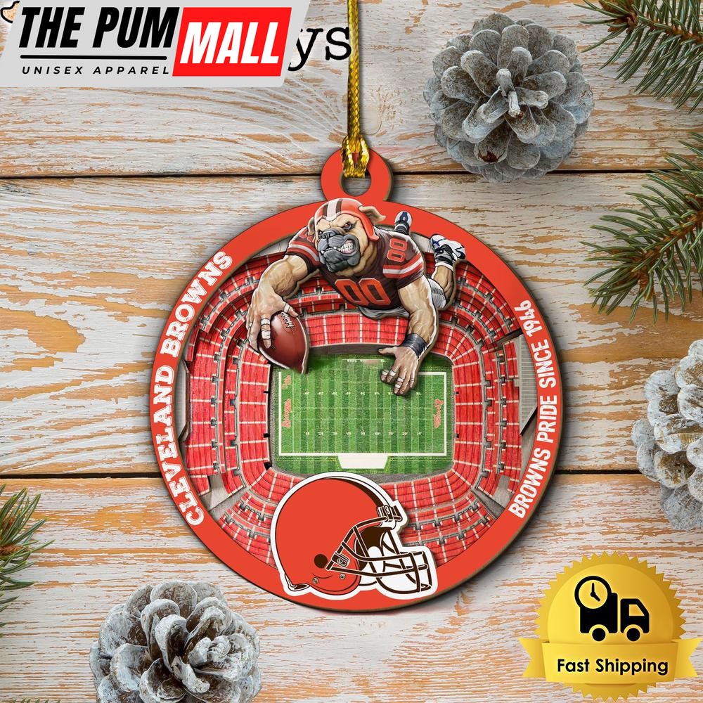 NFL Cleveland Browns StadiumView Layered Wood Christmas Ornament Limited Edition