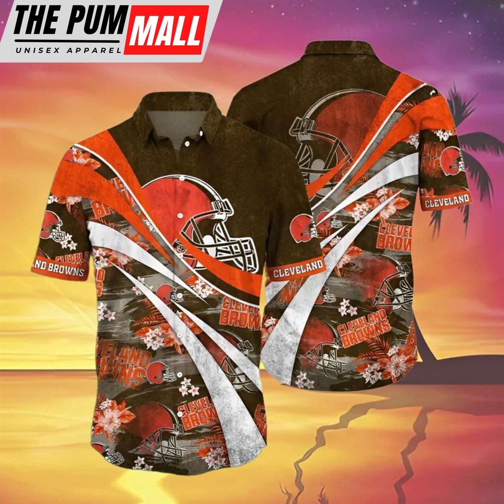 NFL Cleveland Browns Tropical Flower Vintage Hawaiian Shirt
