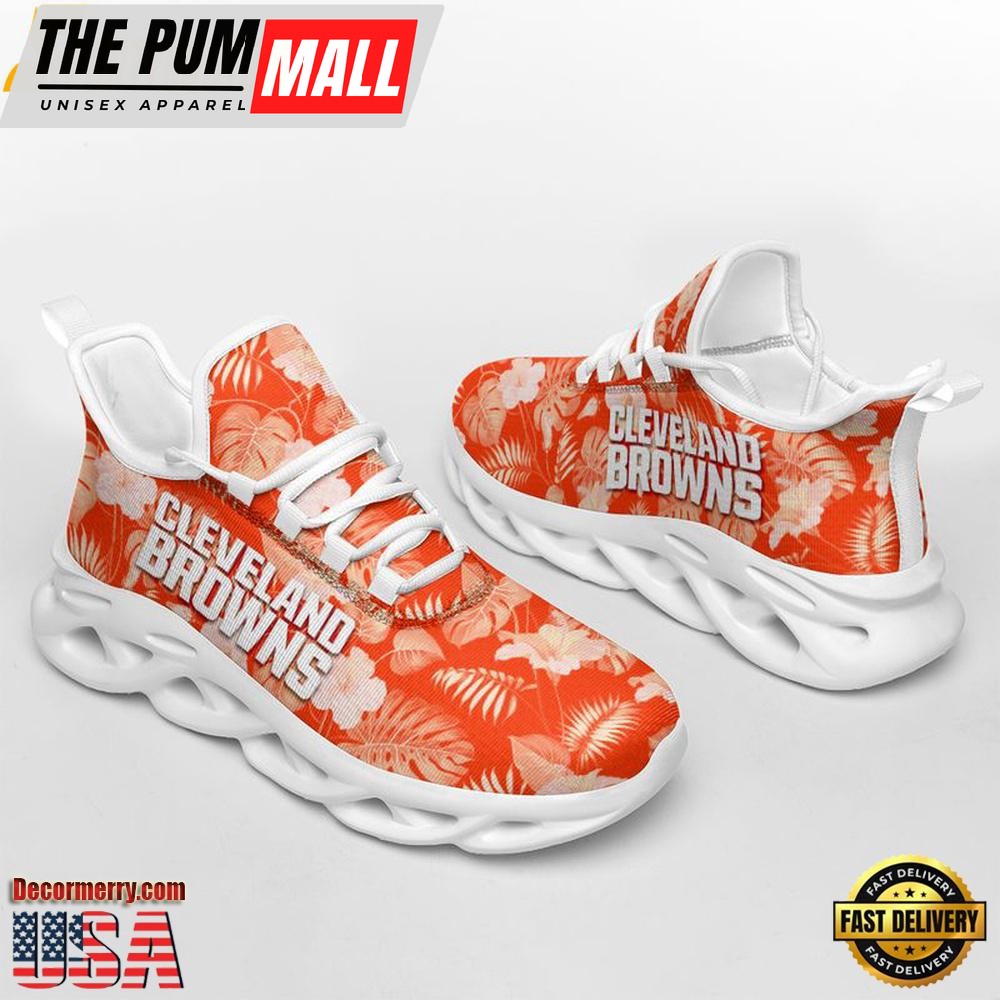 NFL Cleveland Browns Tropical Flowers Max Soul Shoes , Running Sneakers Shoes