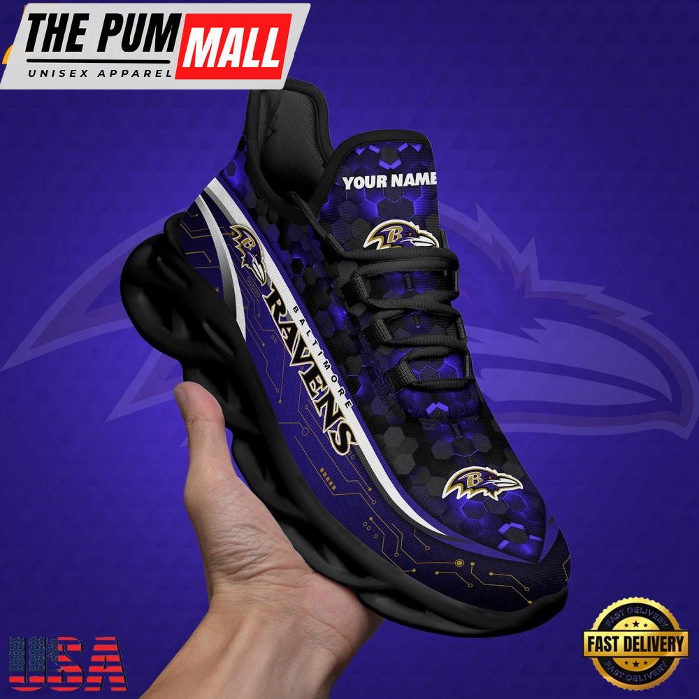 NFL Custom Baltimore Ravens Name Team Logo Design Max Soul Shoes