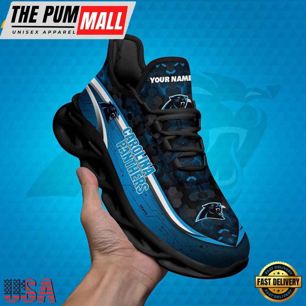 NFL Custom Carolina Panthers Name Team Logo Design Max Soul Shoes