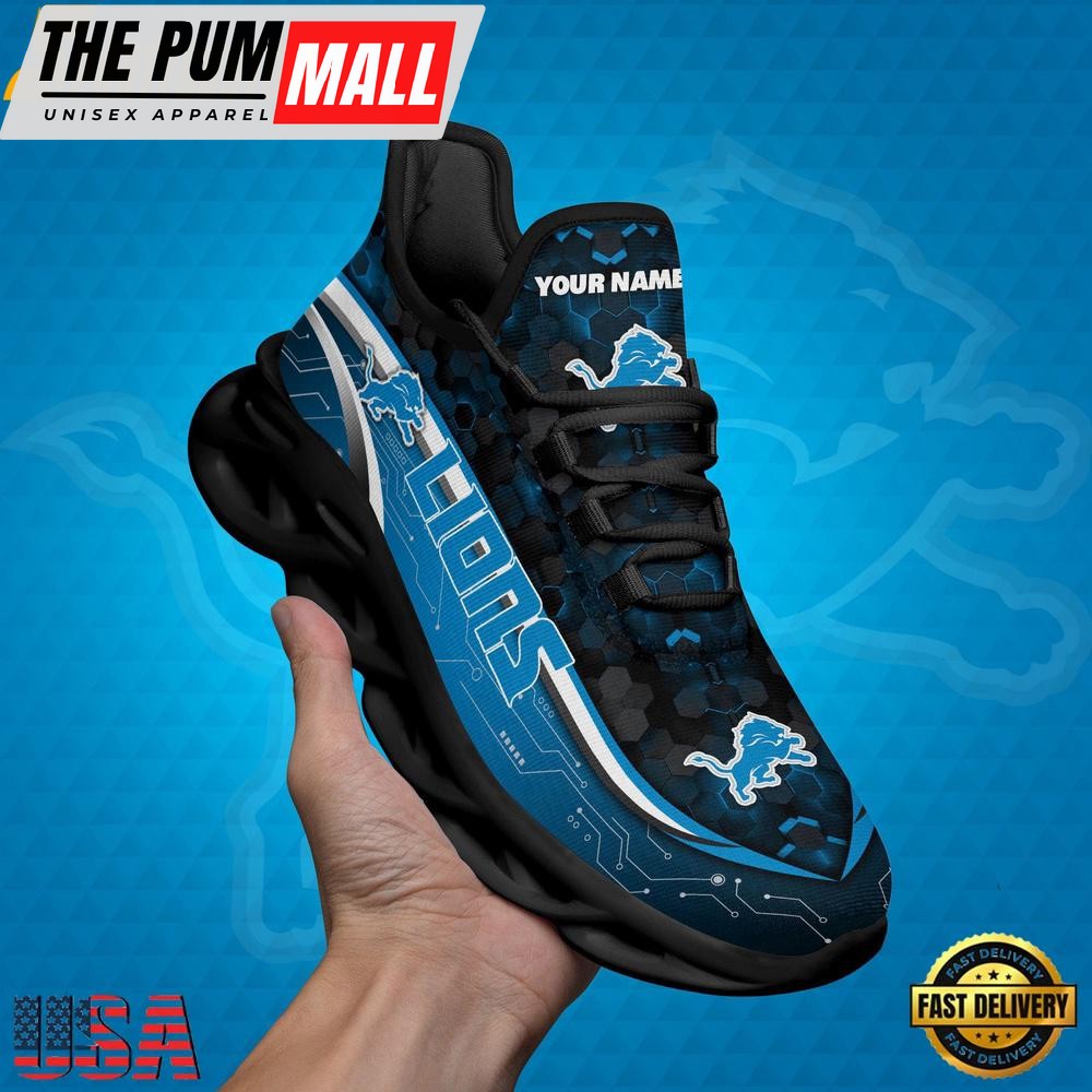 NFL Custom Detroit Lions Name Team Logo Design Max Soul Shoes