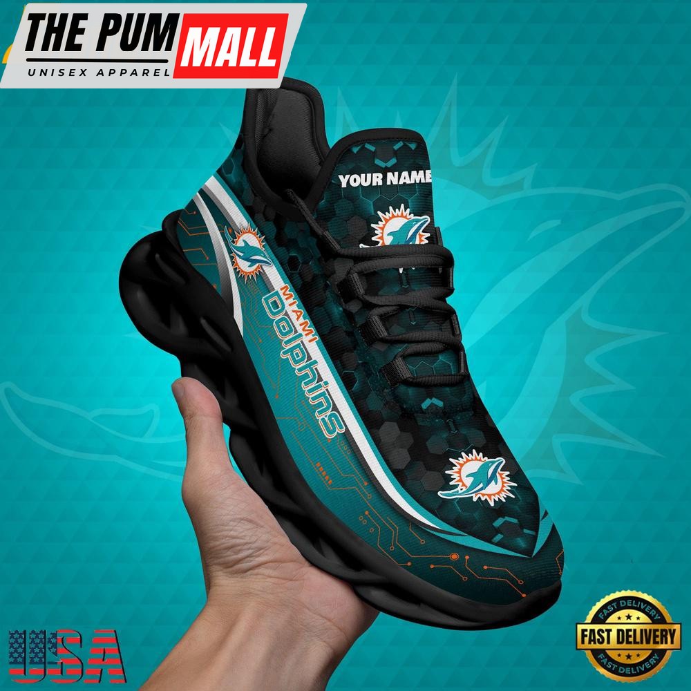 NFL Custom Miami Dolphins Name Team Logo Design Max Soul Shoes