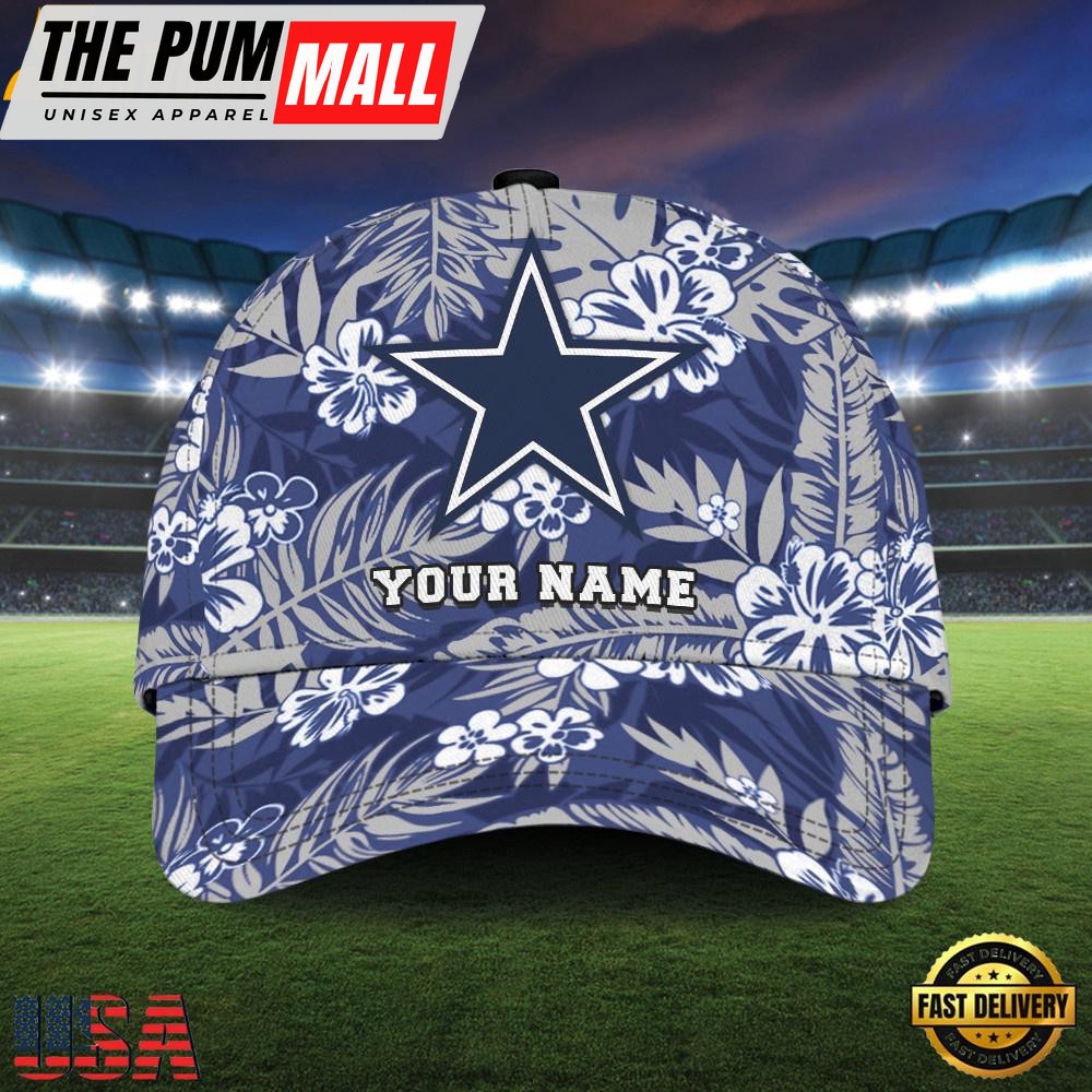 NFL Custom Name Dallas Cowboys Flowers Baseball Cap Snapback Hats