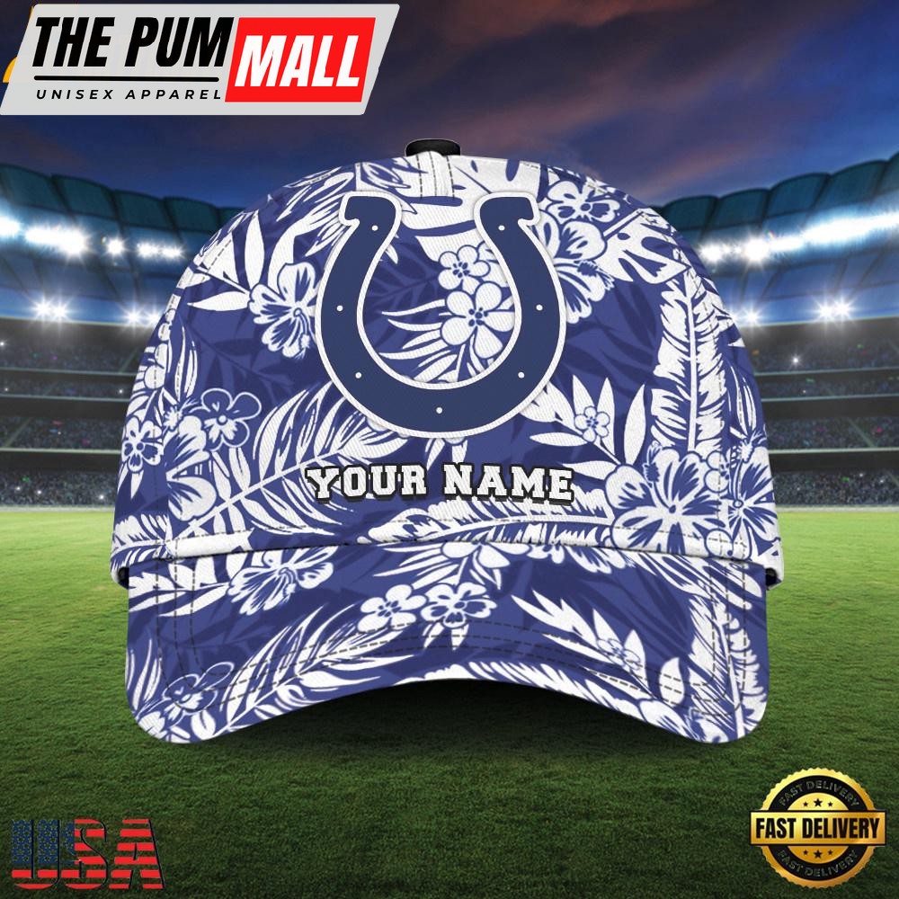 NFL Custom Name Indianapolis Colts Flowers Baseball Cap Snapback Hats